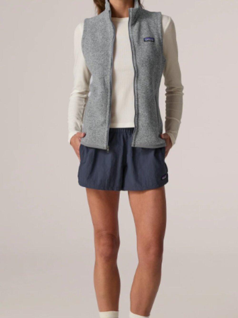 Patagonia Gray Full-Zip Sleeveless Fleece Vest